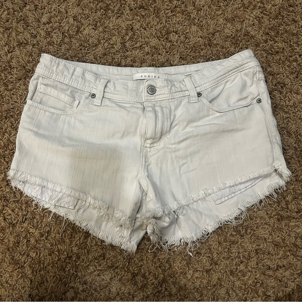 Eunina White Jean Shorts Distressed Cut-Off Style Medium